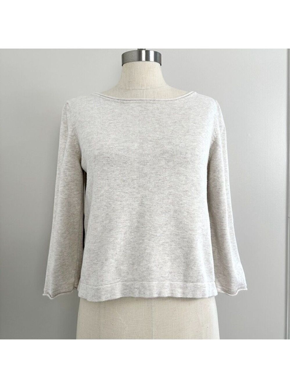 H&M Sweatshirt Elbow Pads Cropped Womens Size 6 Beige Brown Neutral Minimalist - Picture 2 of 10